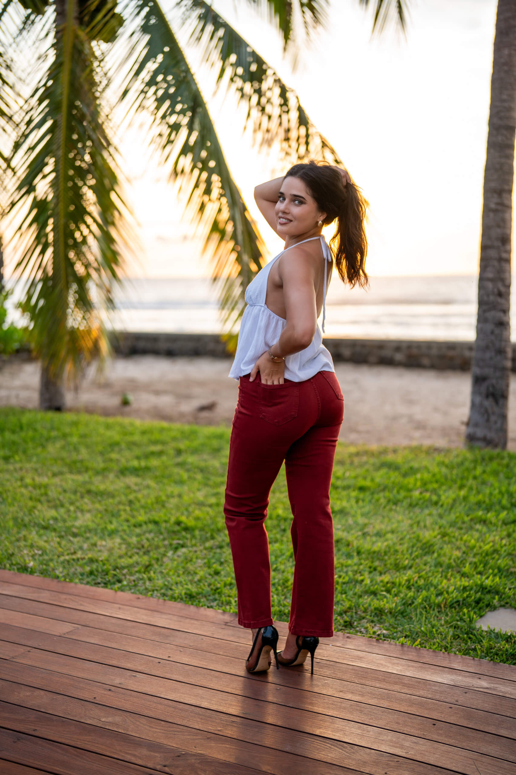 Jeans aux 3 boutons dor&eacute;, &Eacute;cru, 34