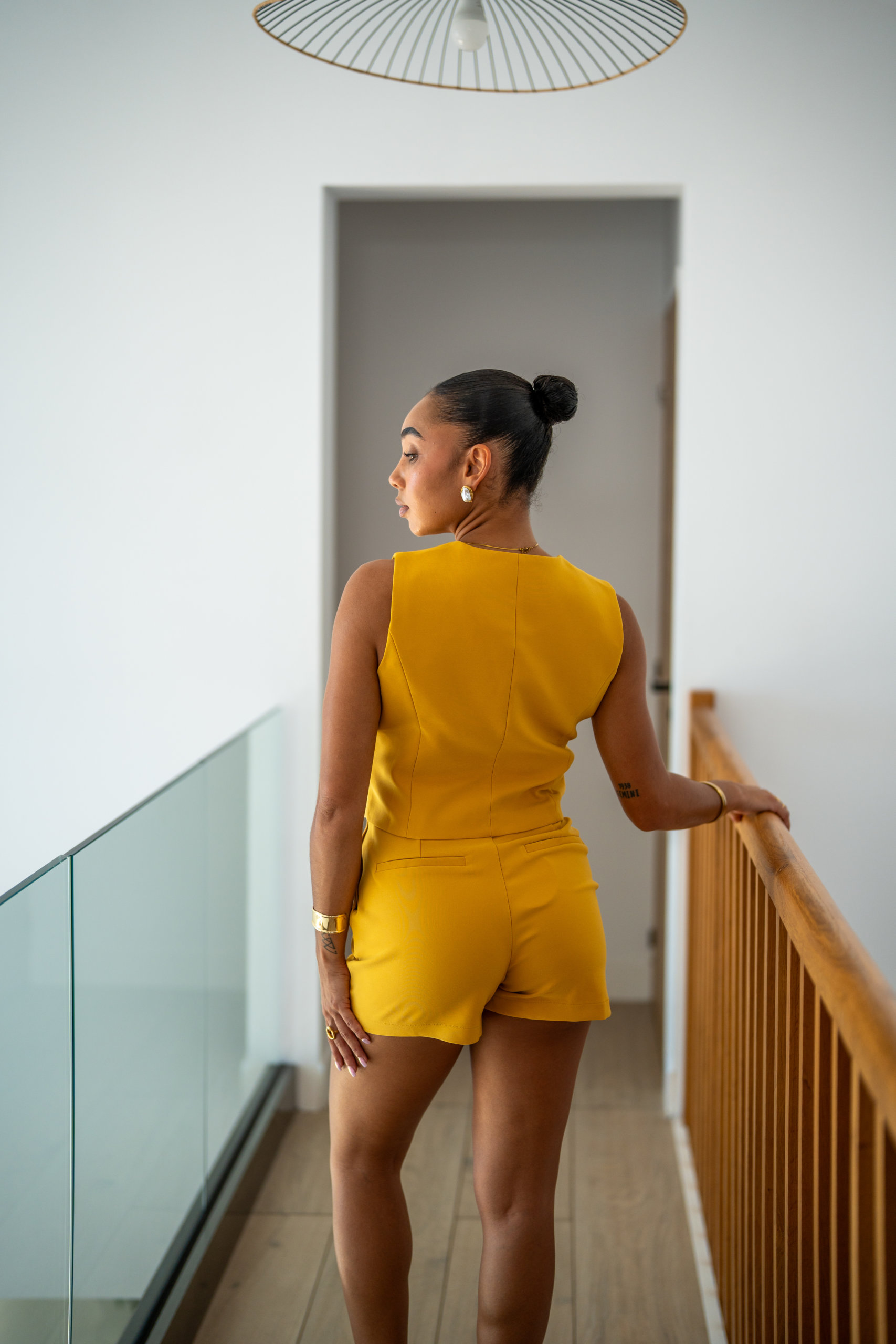 Short classique uni, Moutarde, L