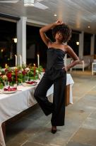 Pantalon tailleur uni, Noir, L