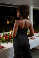 Pantalon tailleur uni, Noir, L