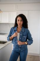 Veste jeans à rayures, Bleu jeans, 36