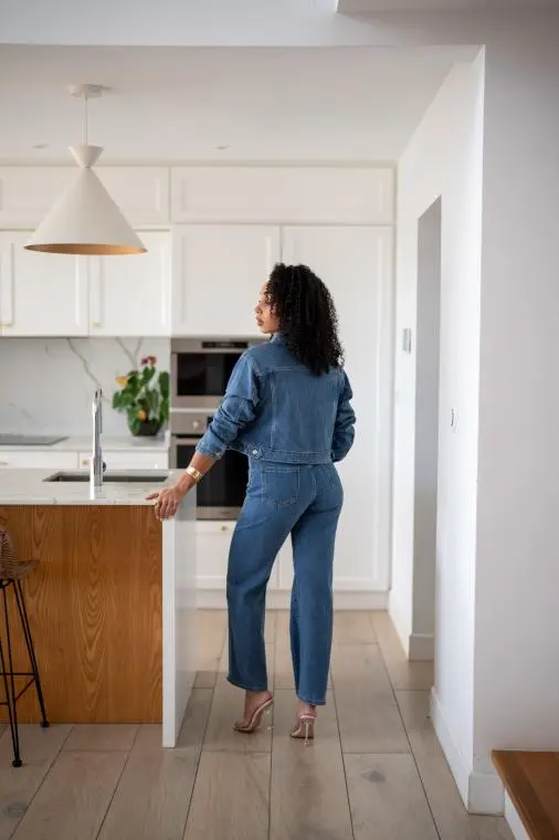 Veste jeans à rayures, Bleu jeans, 36