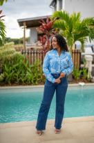 Chemise brodée, Bleu, L/XL