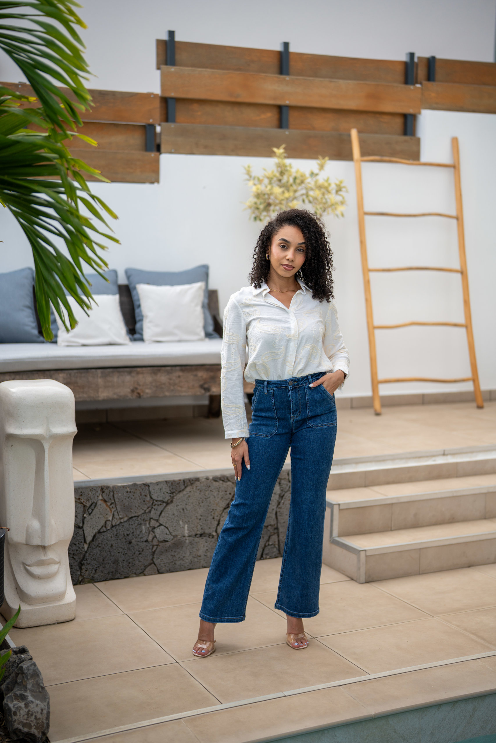 Chemise brod&eacute;e, Bleu, L/XL