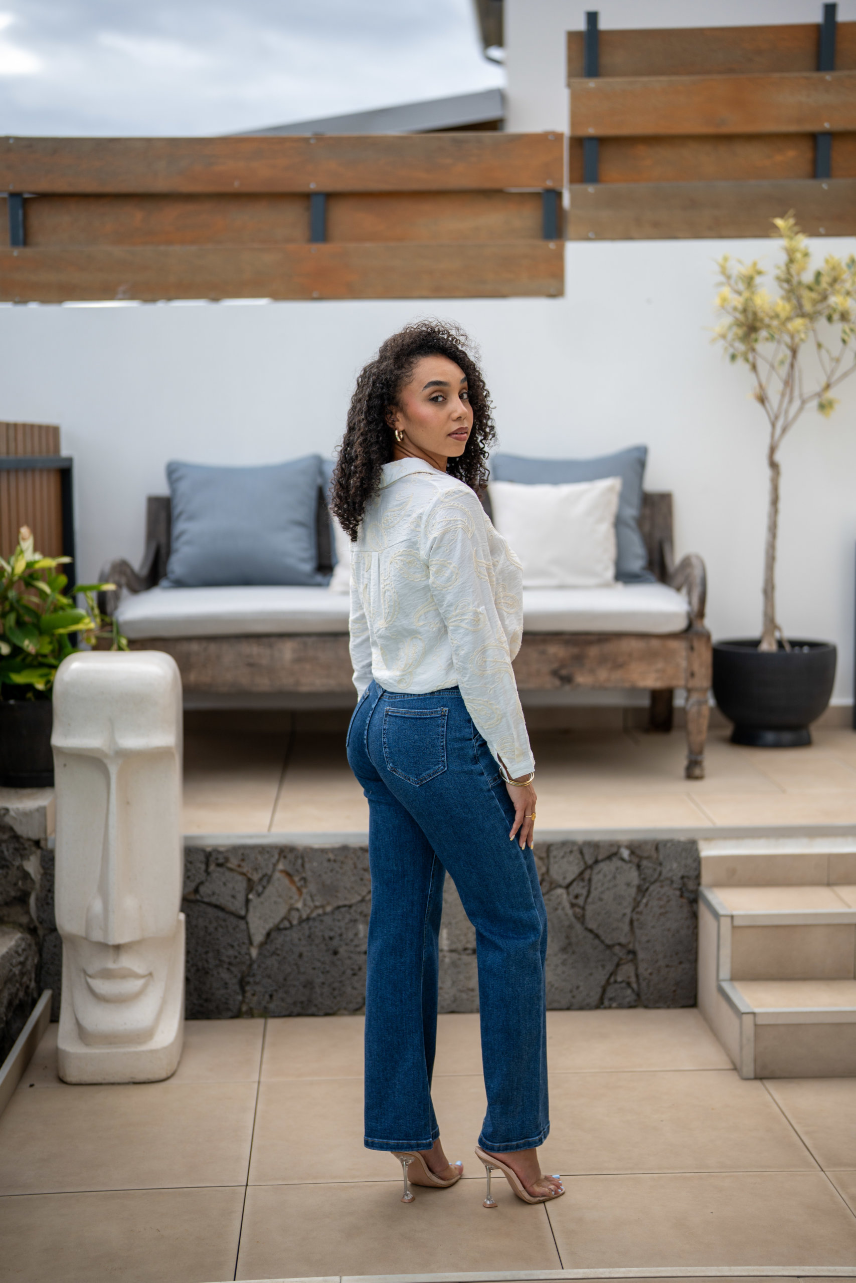 Chemise brod&eacute;e, Bleu, L/XL