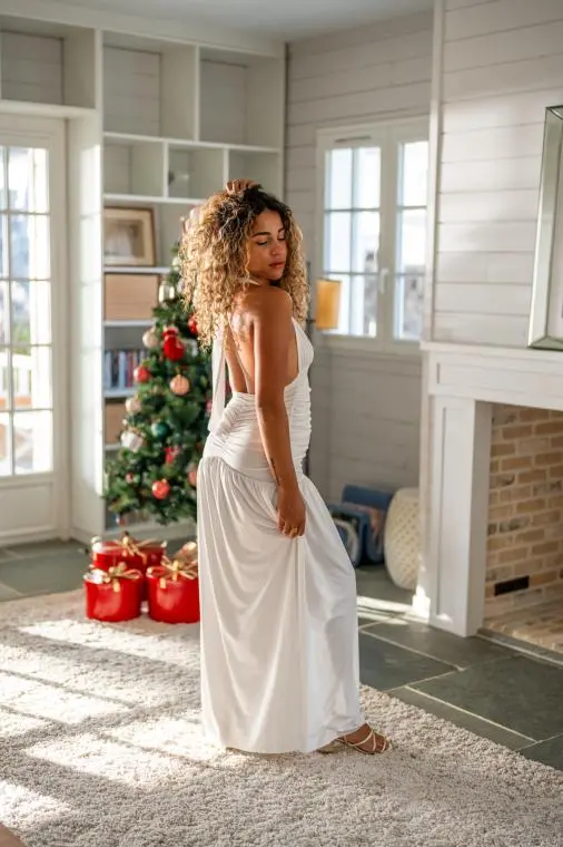 Robe moulante , Blanc, L