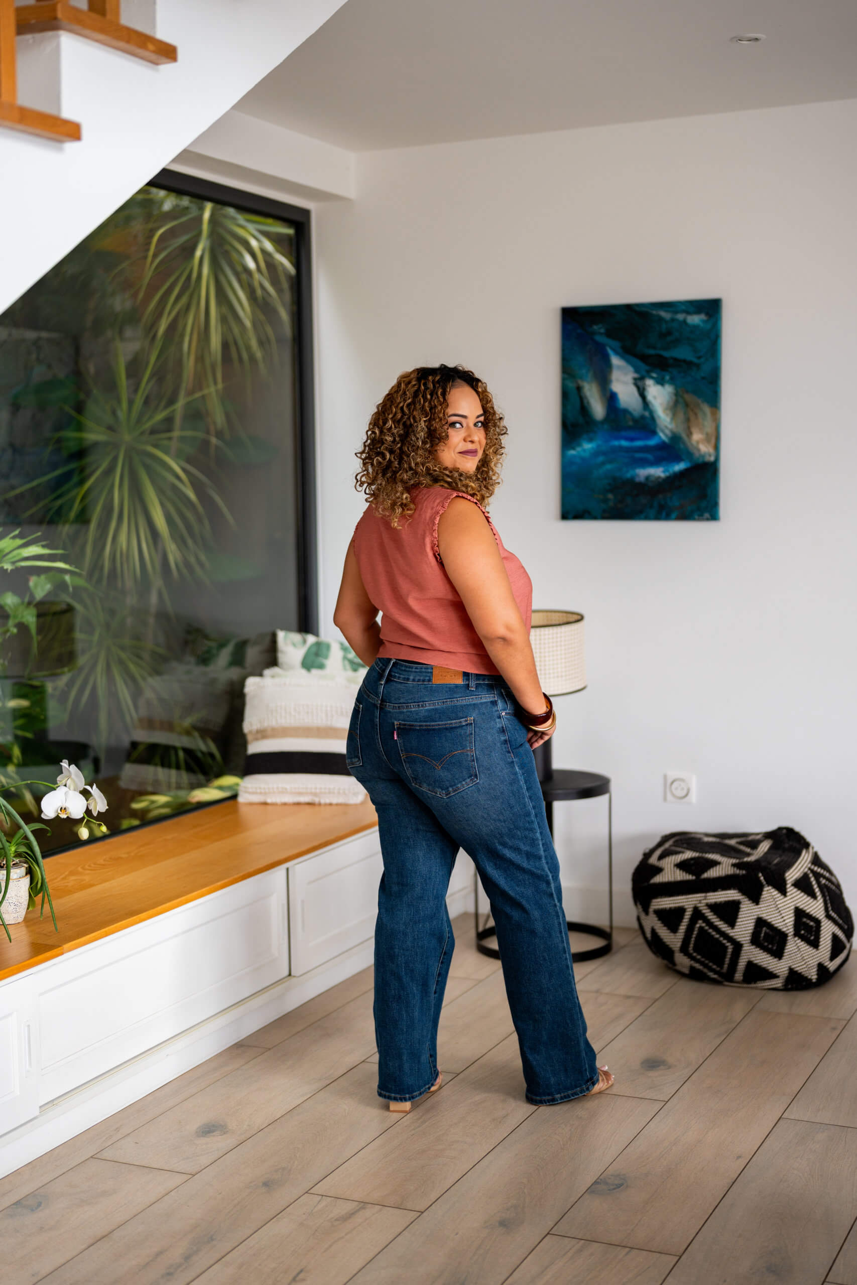 Top en Lin nou&eacute;e, Chocolat, Taille unique