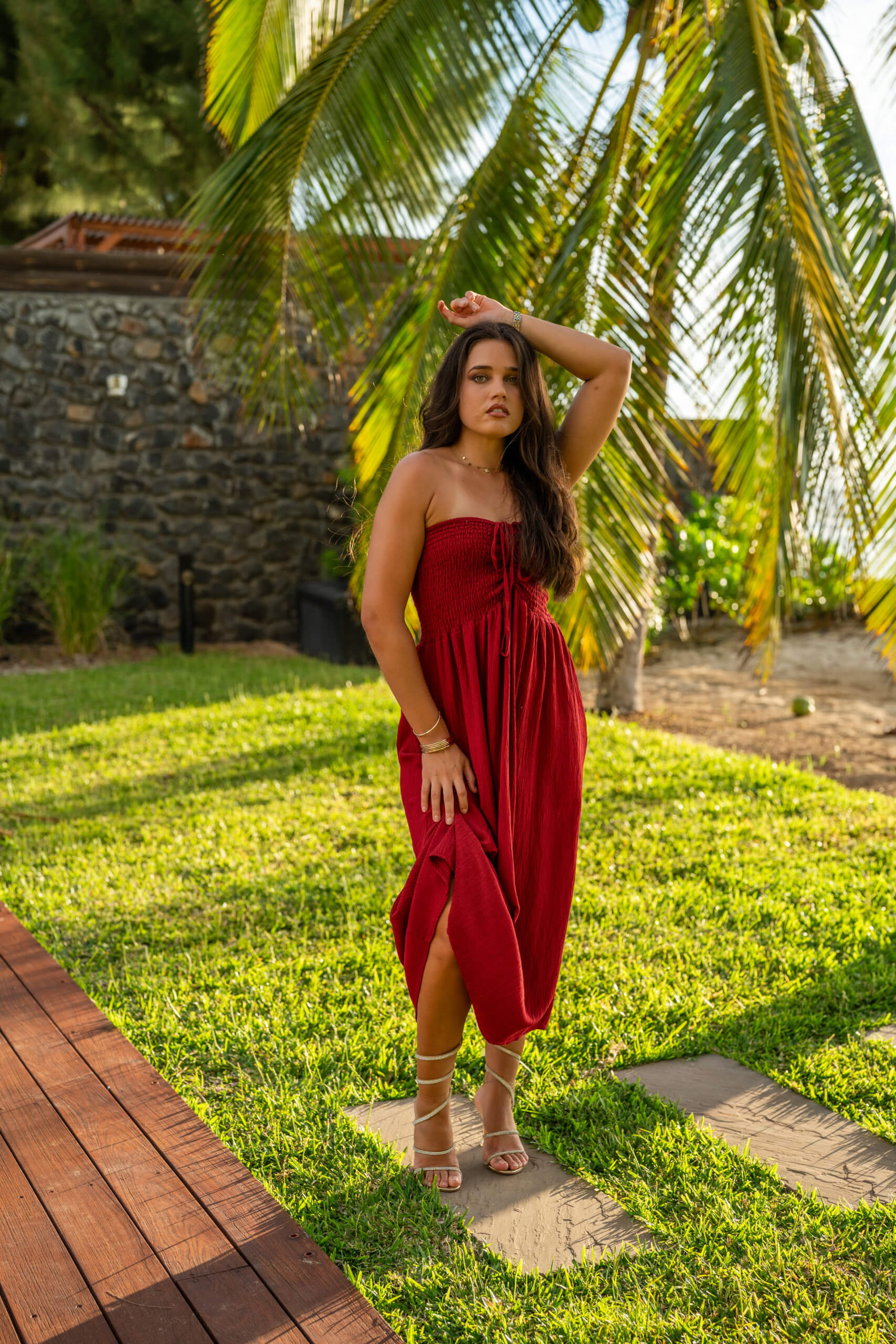 Robe bustier gaufr&eacute;e