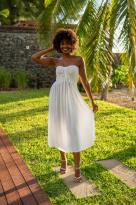 Robe bustier gaufrée, Blanc, Taille unique