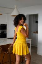 Jupe short gaufrée, Jaune, Taille unique