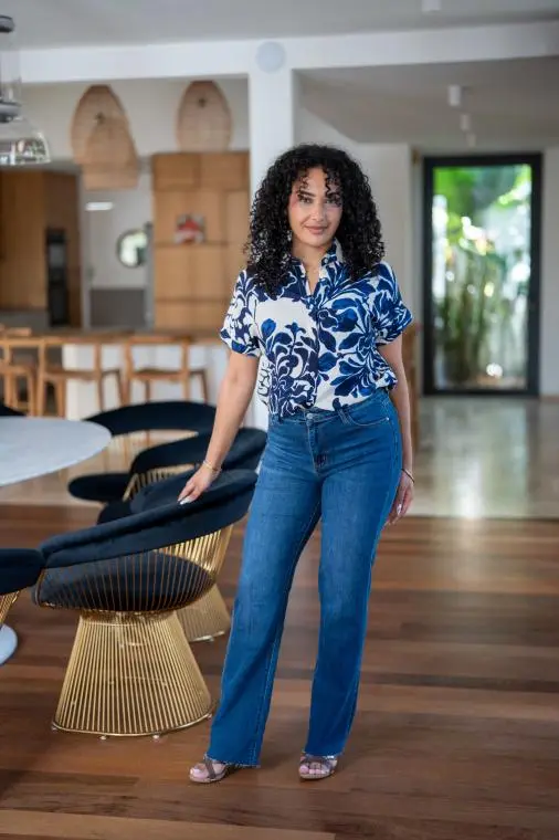 Chemisier imprimée à fleurs, Marine, L/XL