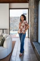 Chemisier imprimée à fleurs, Marine, L/XL