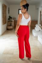 Pantalon gaze de coton avec ceinture, Rouge, Taille unique