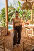 Pantalon gaze de coton avec ceinture, Rouge, Taille unique