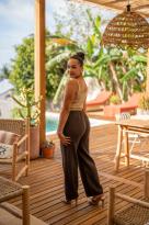 Pantalon gaze de coton avec ceinture, Rouge, Taille unique