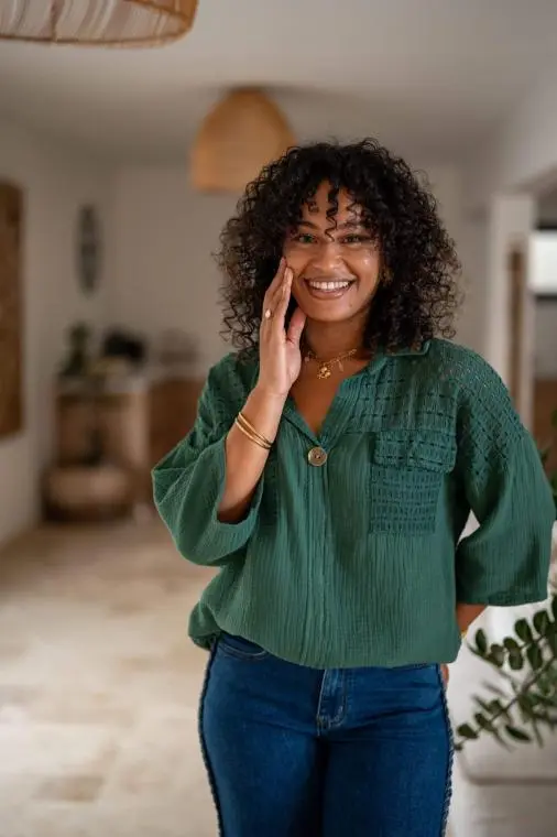 Chemisier gaze de coton, Chocolat, Taille unique