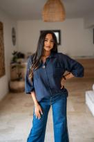 Chemisier gaze de coton, Chocolat, Taille unique