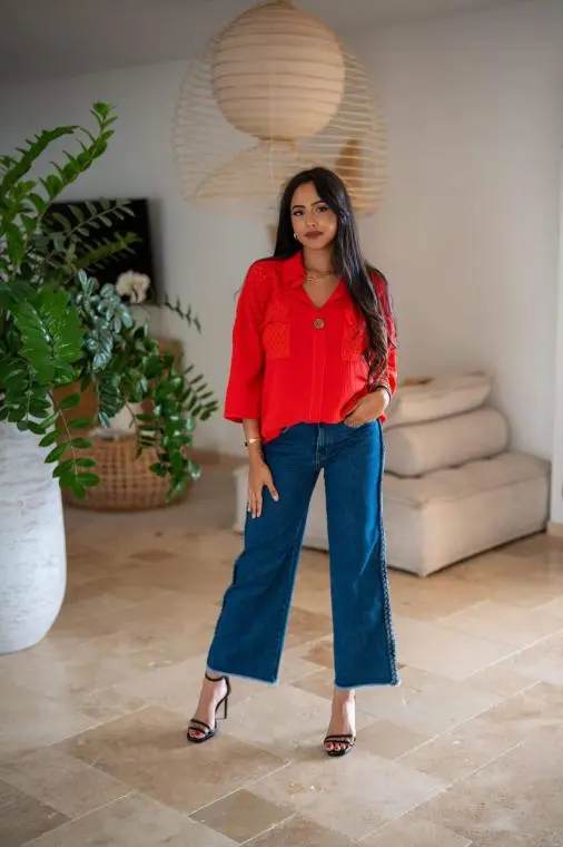 Chemisier gaze de coton, Chocolat, Taille unique