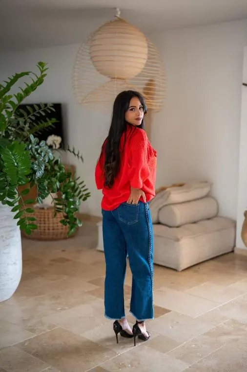 Chemisier gaze de coton, Chocolat, Taille unique