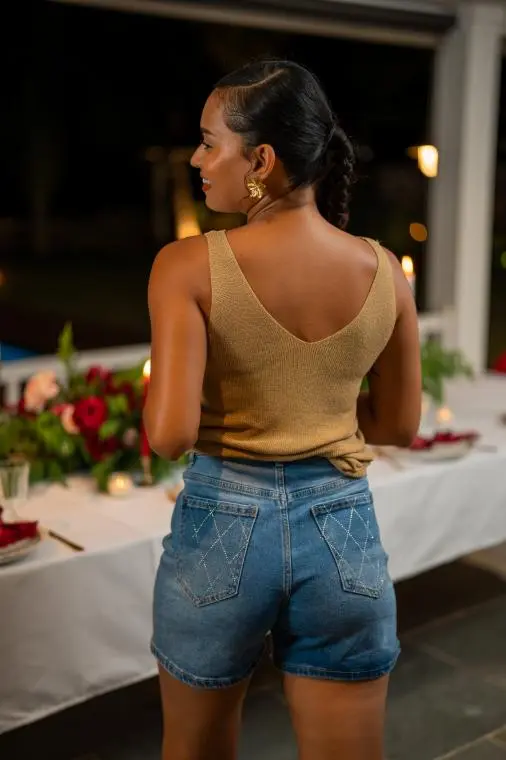 Short à strass, Bleu jeans, 34