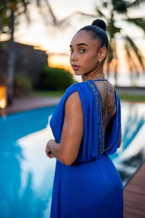 Robe longue habillée, Bleu, L