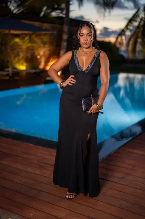 Robe longue habillée, Bleu, L