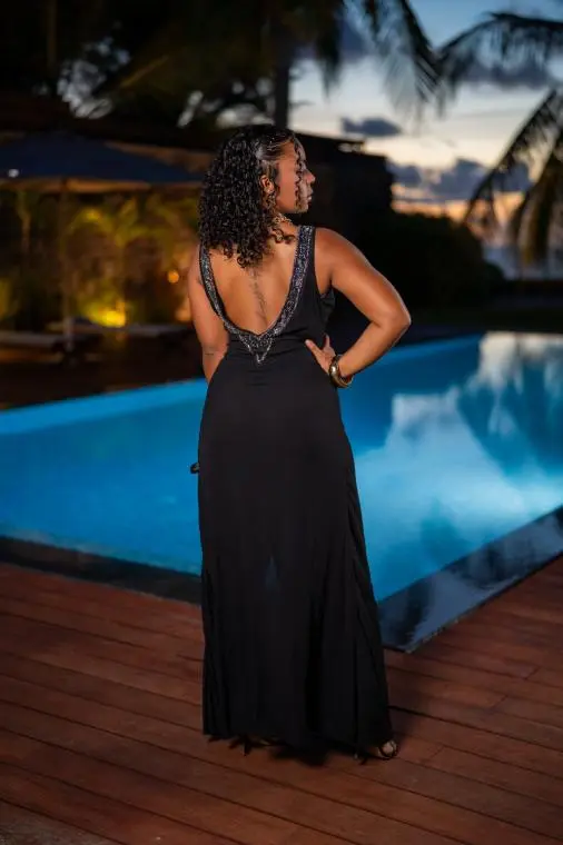 Robe longue habillée, Bleu, L