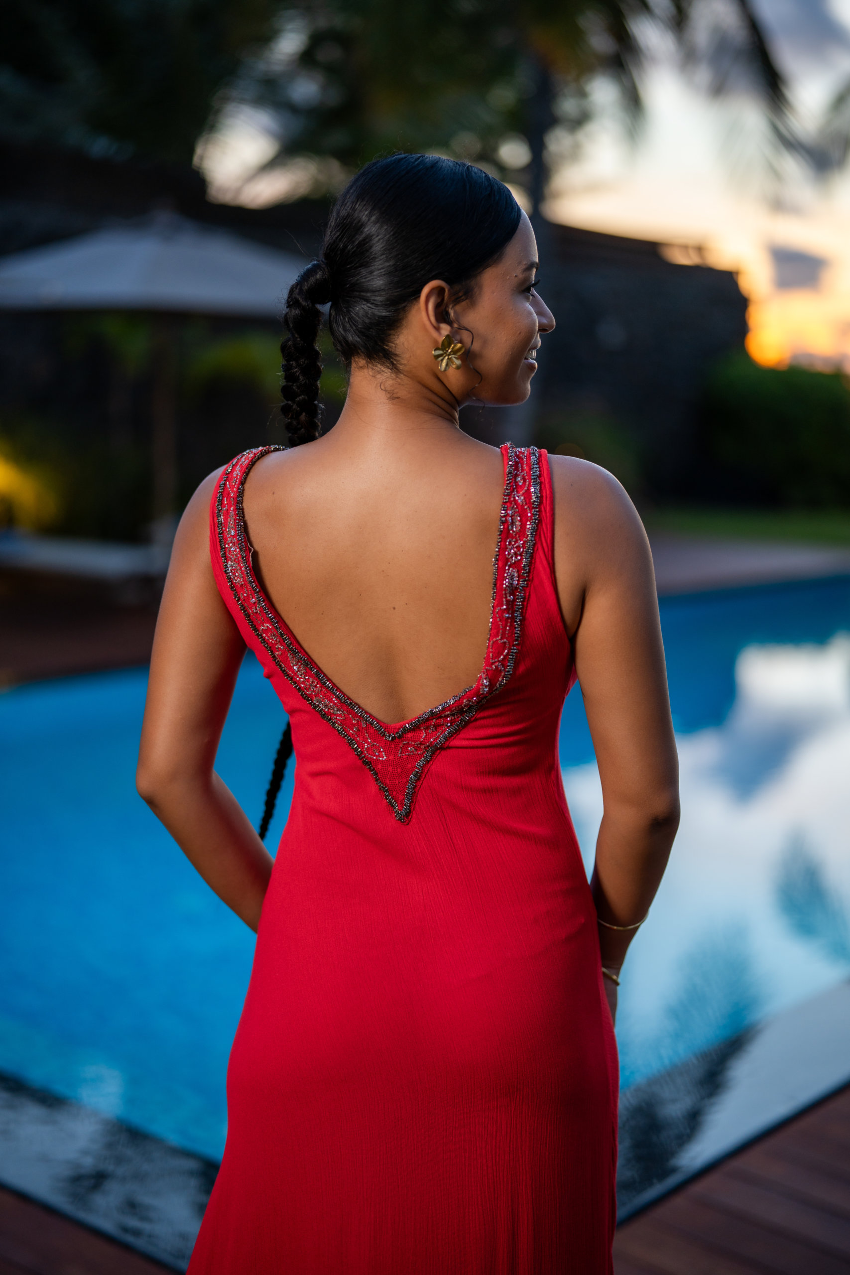 Robe longue habill&eacute;e, Bleu, L