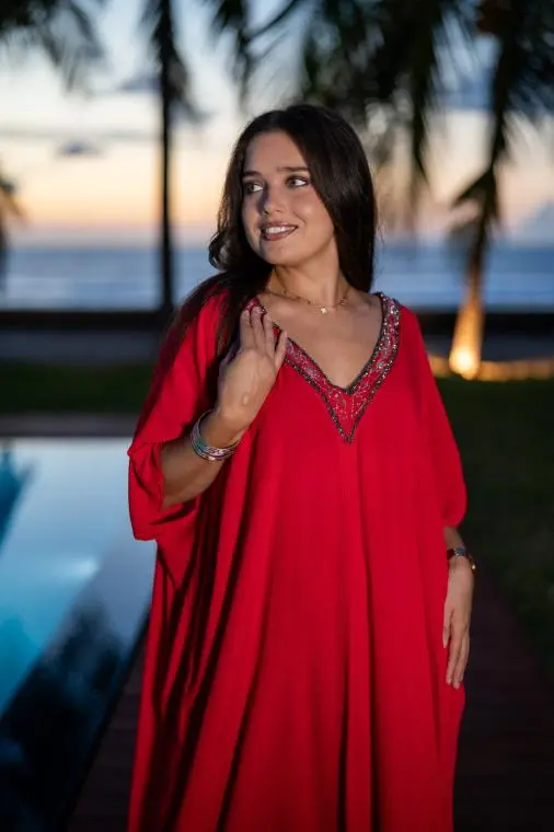 Robe courte style poncho, Noir, L