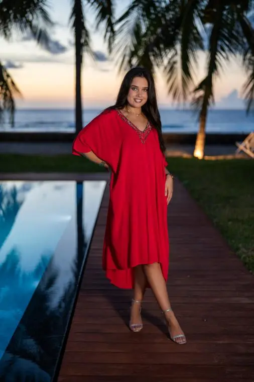 Robe courte style poncho, Noir, L