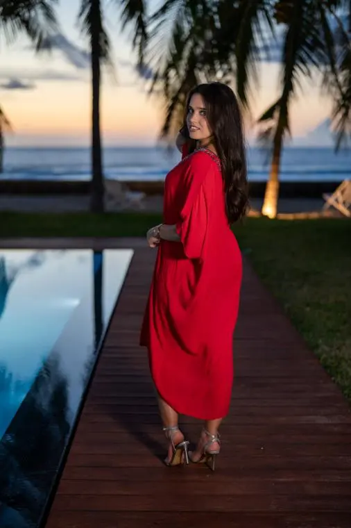 Robe courte style poncho, Noir, L