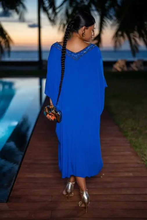 Robe courte style poncho, Noir, L