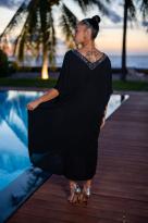 Robe courte style poncho, Noir, L