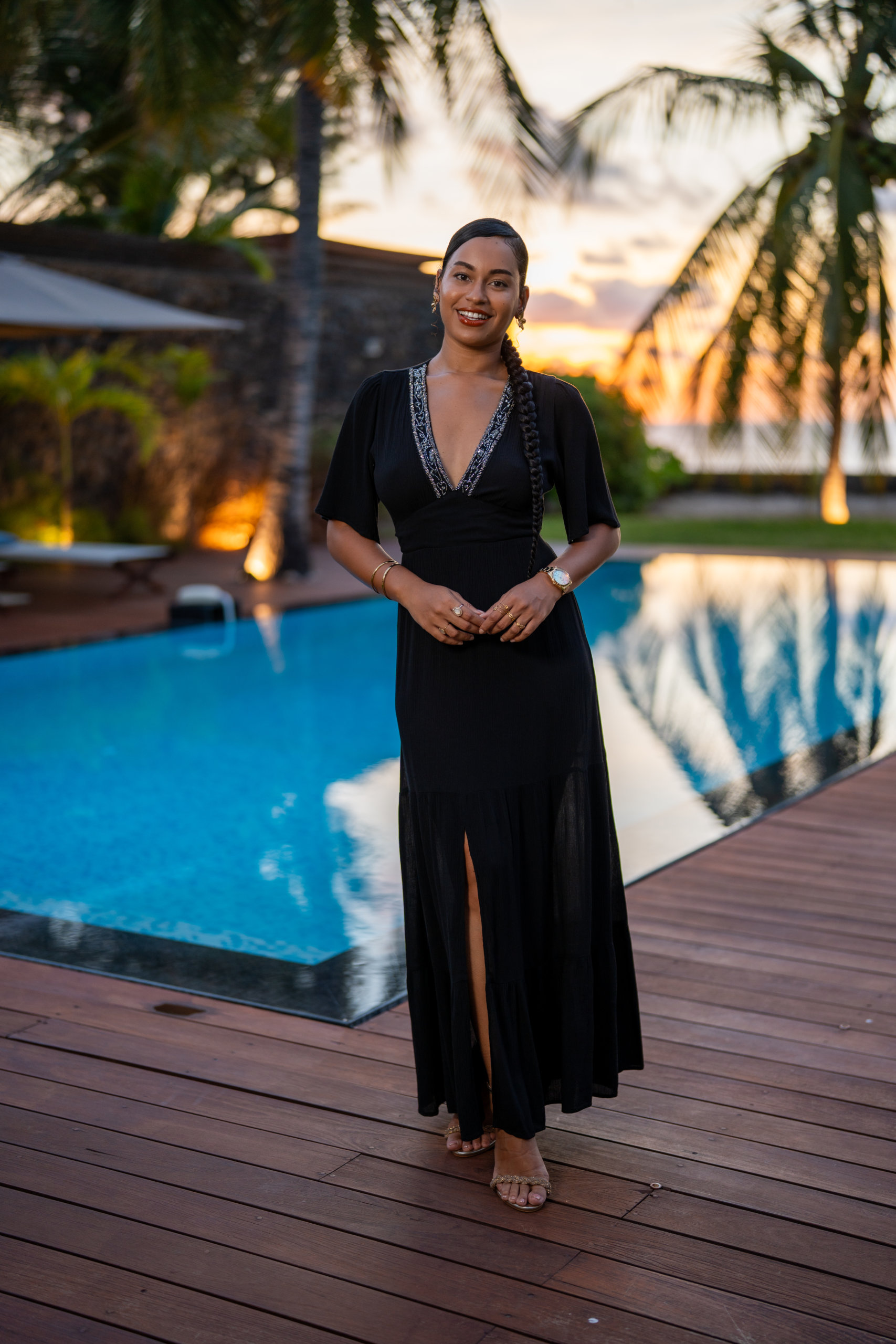 Robe longue habill&eacute;e, Rouge, L