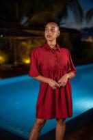 Robe chemise, Rouge, L