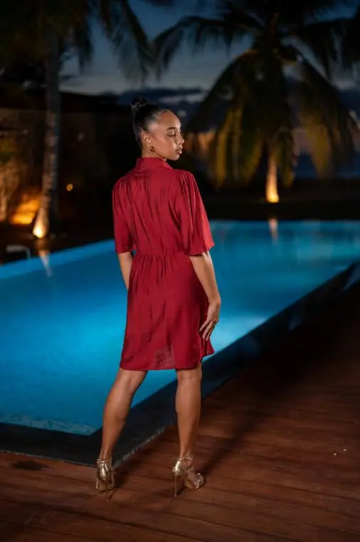 Robe chemise, Rouge, L