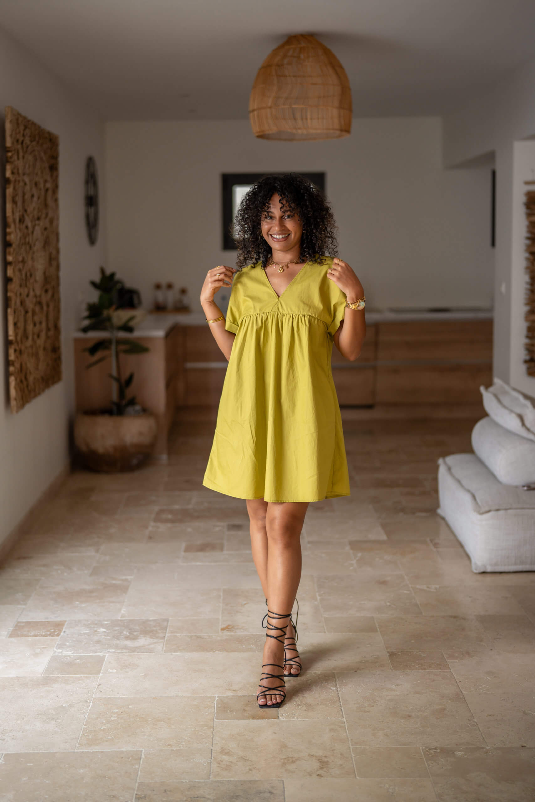 Robe babydoll, Vert matcha, L/XL