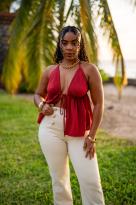 Crop top à bretelles, Rouge, Taille unique