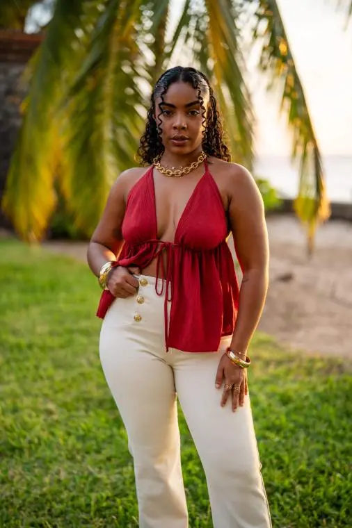 Crop top à bretelles, Rouge, Taille unique