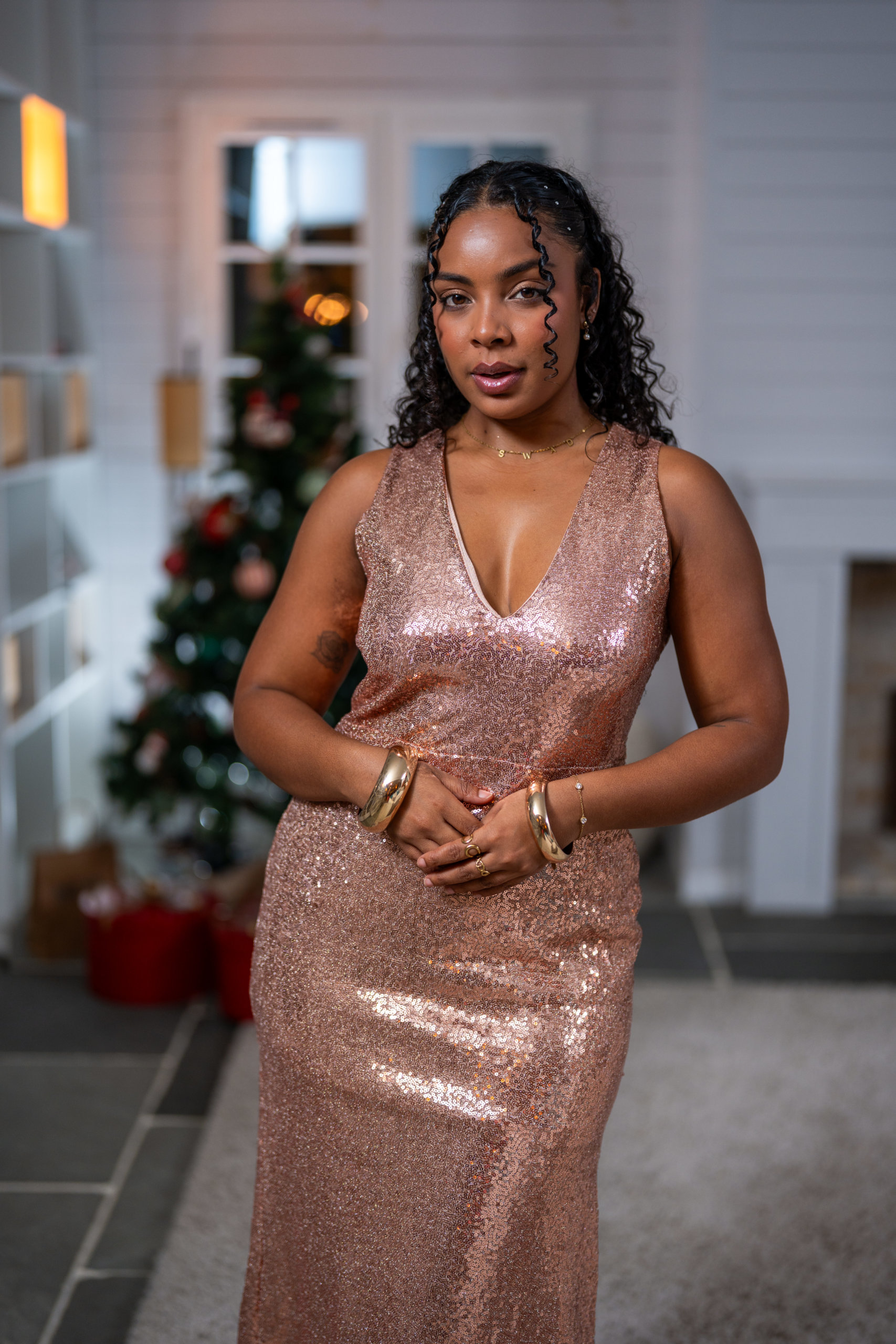 Robe longue &agrave; sequins (doublure)