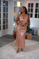 Robe longue à sequins (doublure), Noir, L/XL