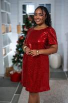 Robe courte à sequins (doublure), Chocolat, L/XL