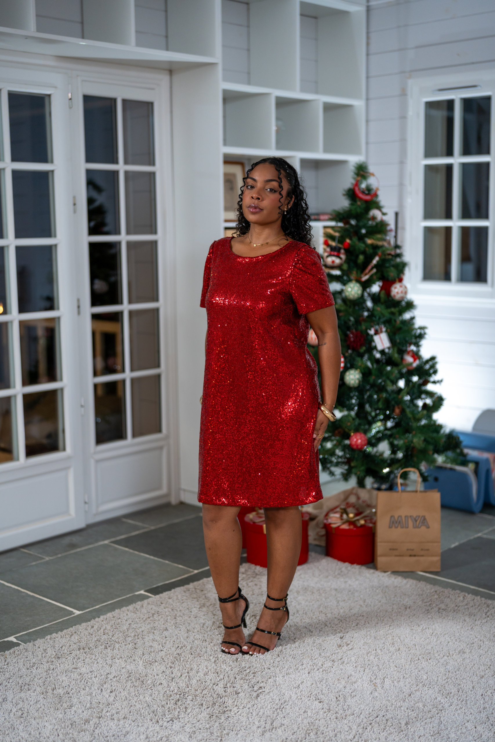 Robe courte &agrave; sequins (doublure), Dor&eacute;, L/XL