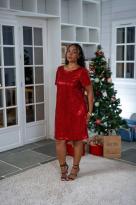 Robe courte à sequins (doublure), Chocolat, L/XL