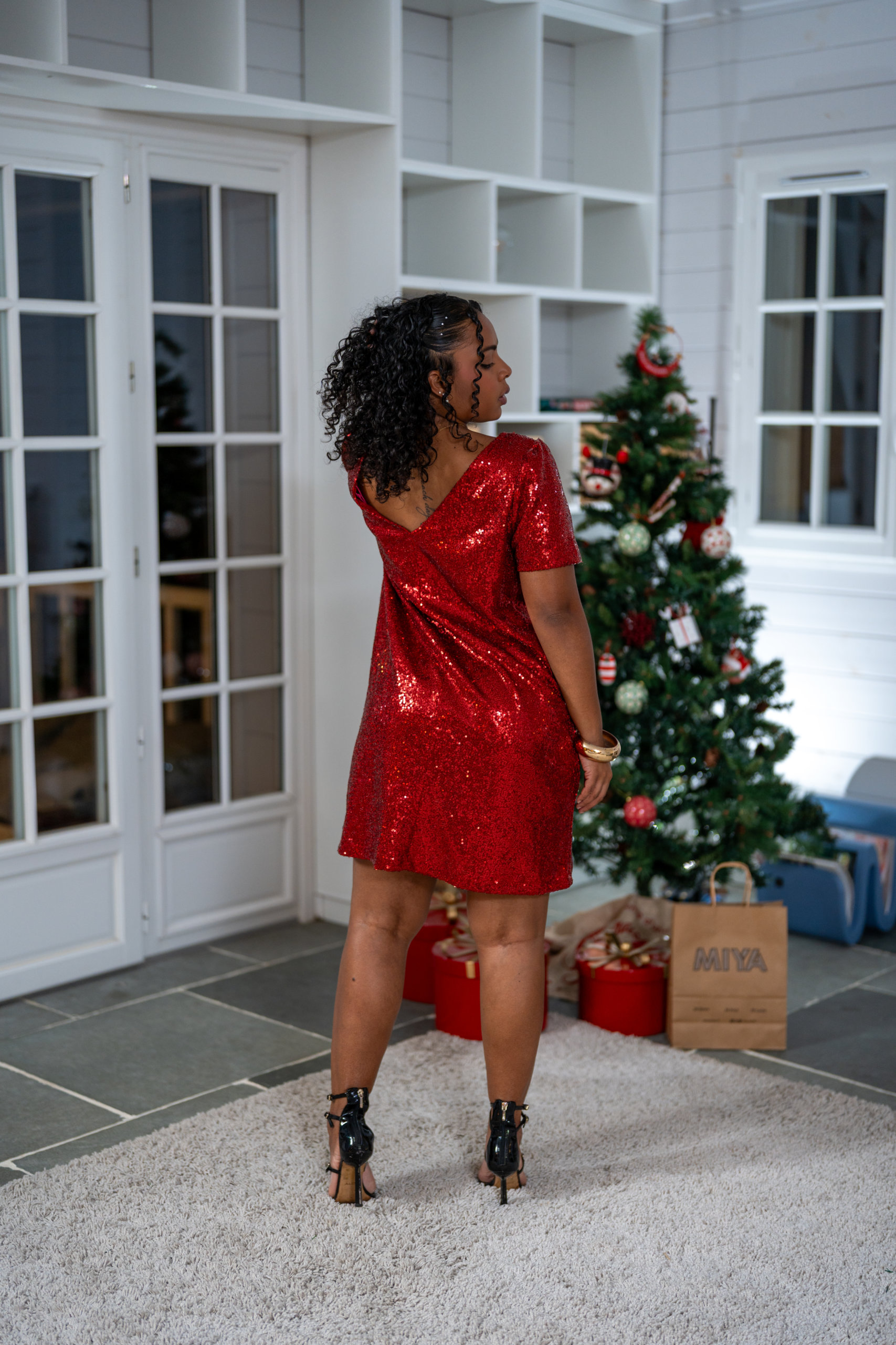 Robe courte &agrave; sequins (doublure), Dor&eacute;, L/XL