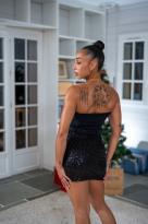 Mini jupe à sequins (doublure), Noir, L/XL