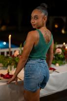 Débardeur brillant, Doré, Taille unique