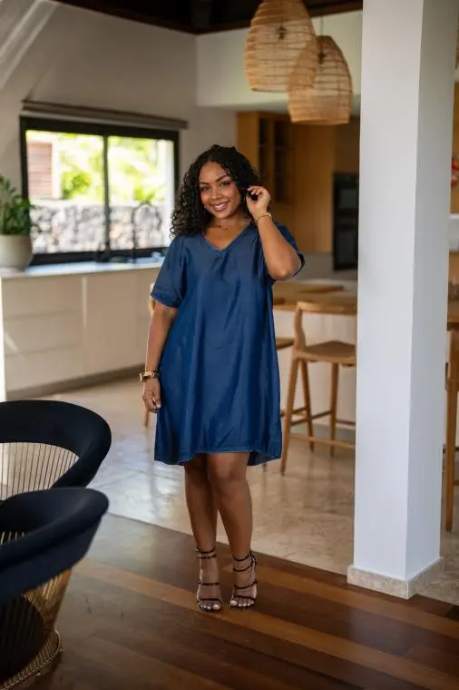 Robe "lyocell", Bleu jeans, Taille unique