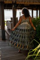 Robe imprimée , Moutarde, Taille unique