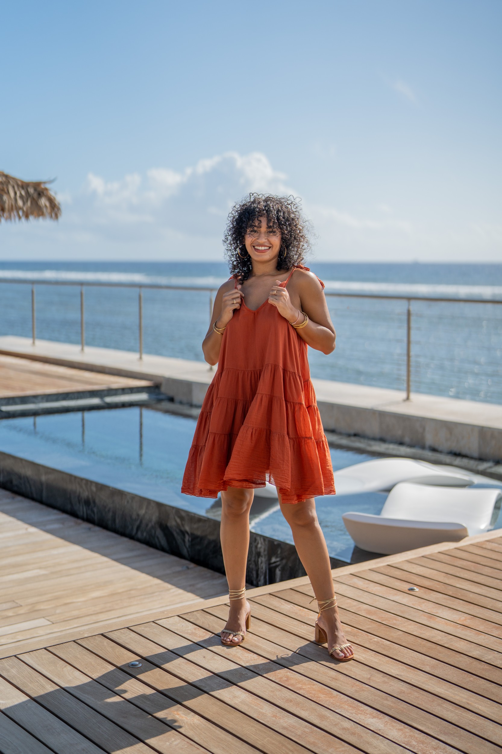 Robe courte unie, Rouille, Taille unique